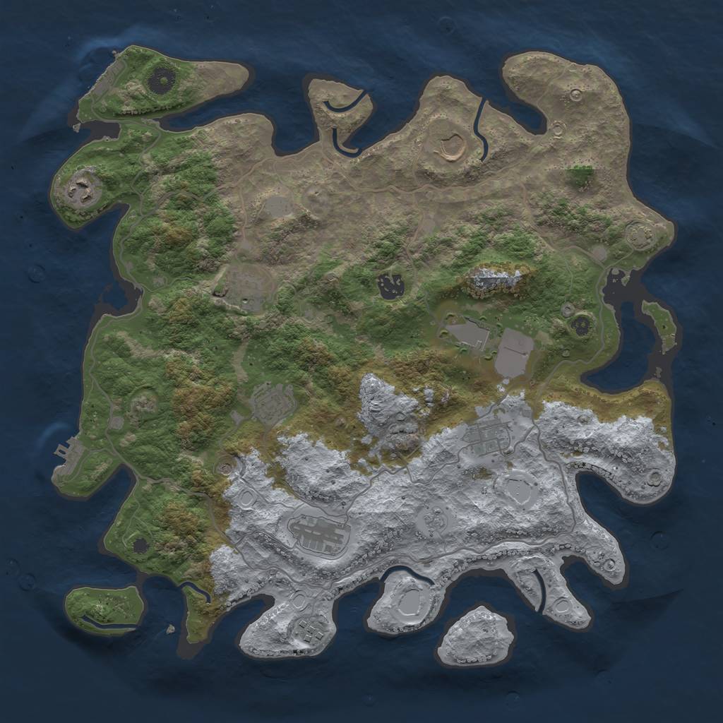 Rust Map: Procedural Map, Size: 4000, Seed: 38336702, 17 Monuments