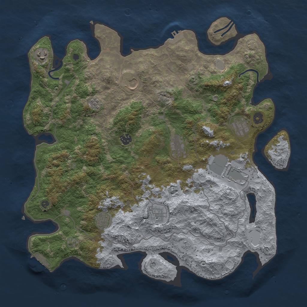 Rust Map: Procedural Map, Size: 4100, Seed: 58779834, 17 Monuments