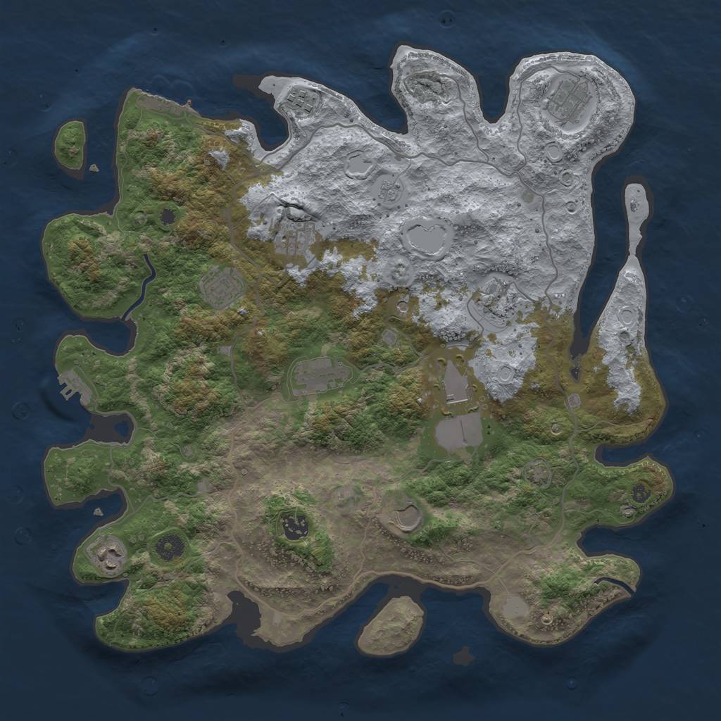 Rust Map: Procedural Map, Size: 4000, Seed: 8641156, 18 Monuments