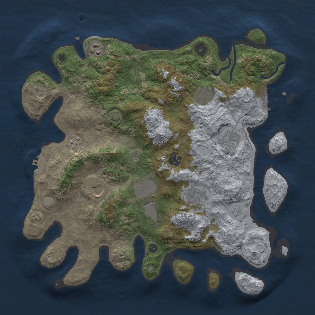 Rust Map: Procedural Map, Size: 3650, Seed: 93831787, 16 Monuments