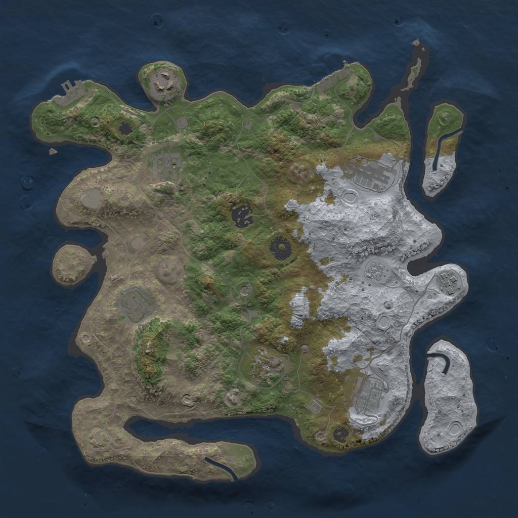 Rust Map: Procedural Map, Size: 3450, Seed: 27954797, 16 Monuments