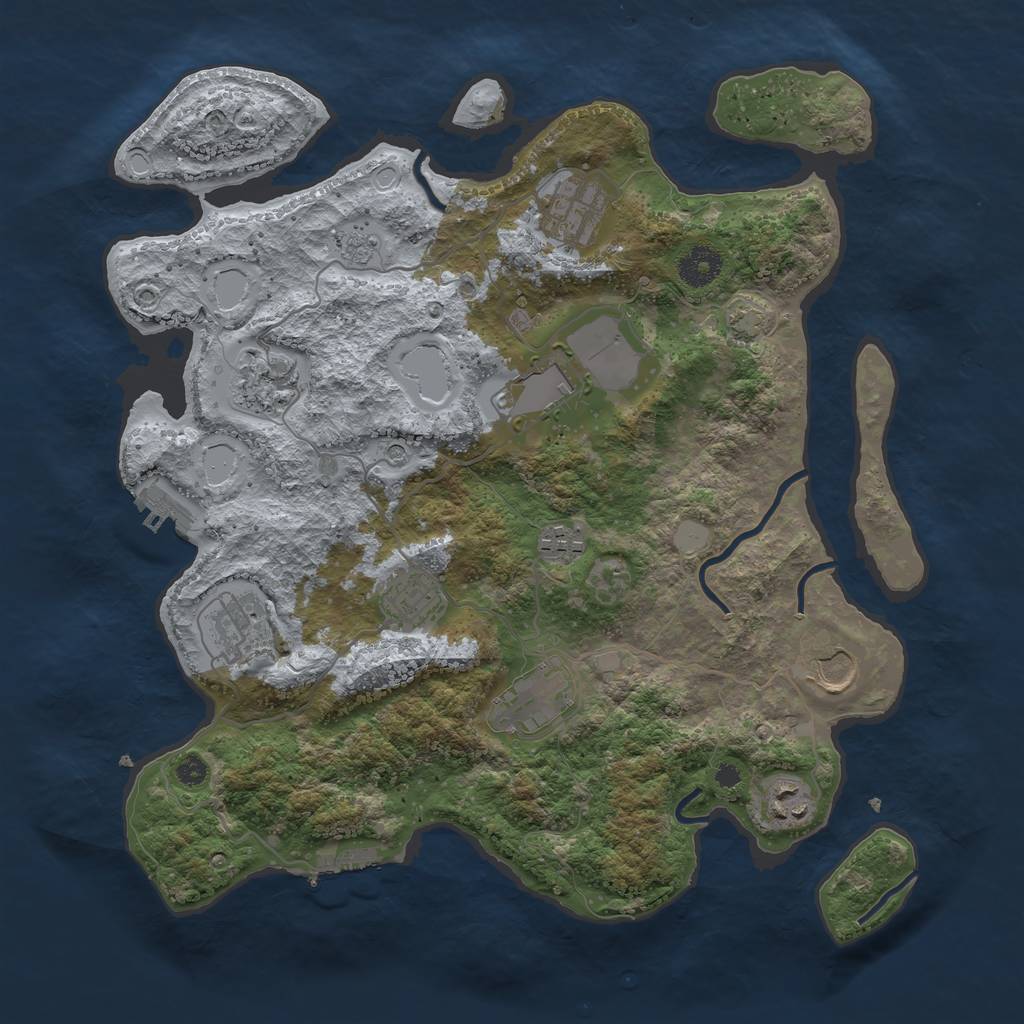 Rust Map: Procedural Map, Size: 3650, Seed: 6972926, 17 Monuments