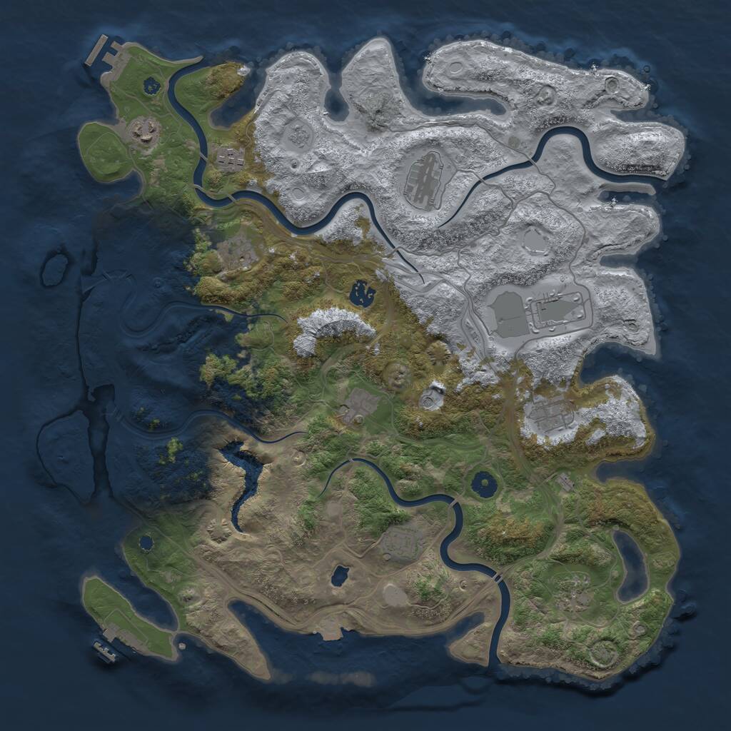 Rust Map: Procedural Map, Size: 4300, Seed: 86371422, 16 Monuments