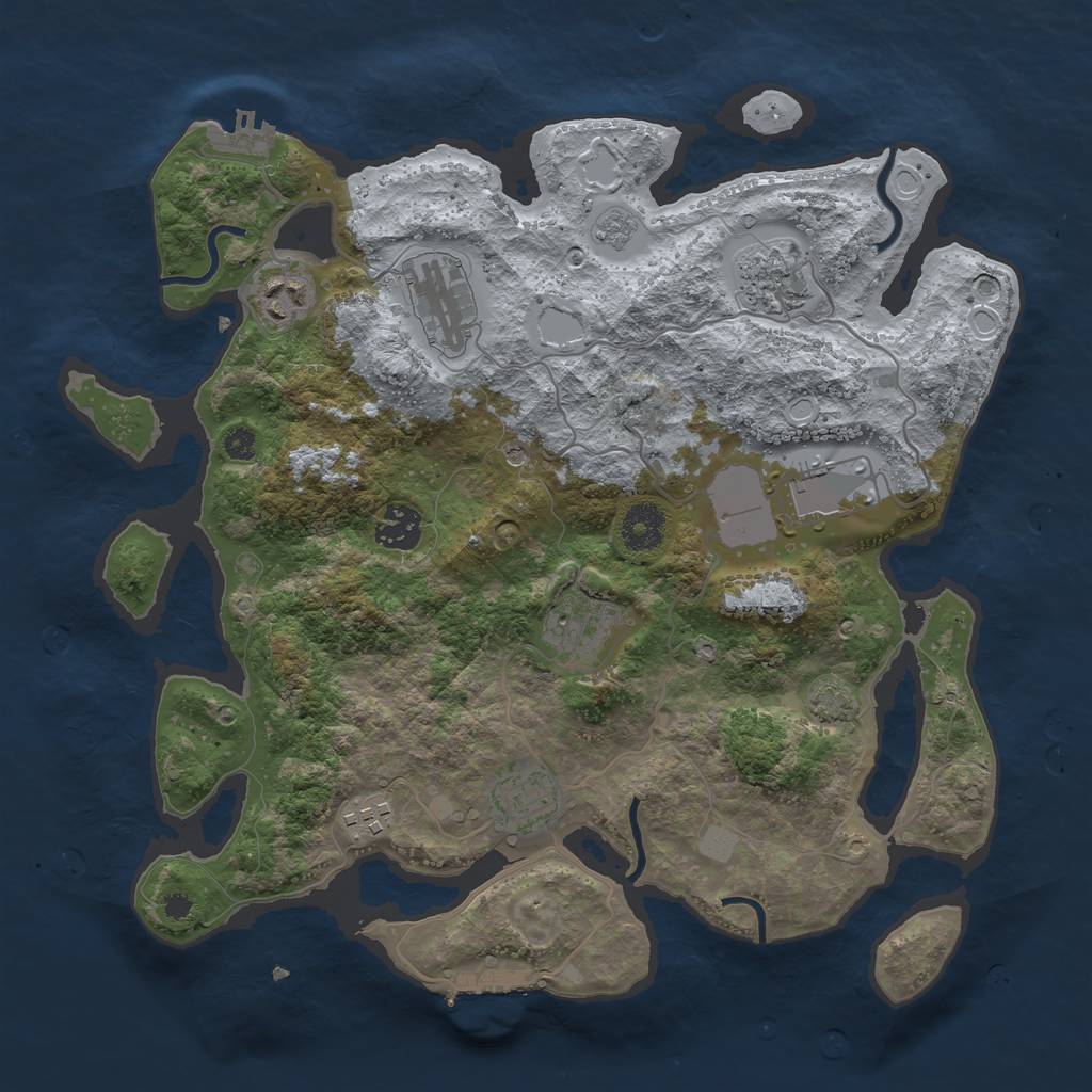 Rust Map: Procedural Map, Size: 3500, Seed: 1403731929, 16 Monuments