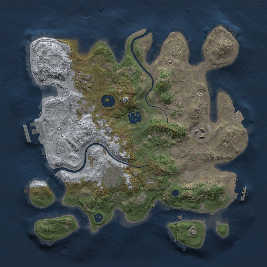 Rust Map: Procedural Map, Size: 3000, Seed: 8396, 10 Monuments