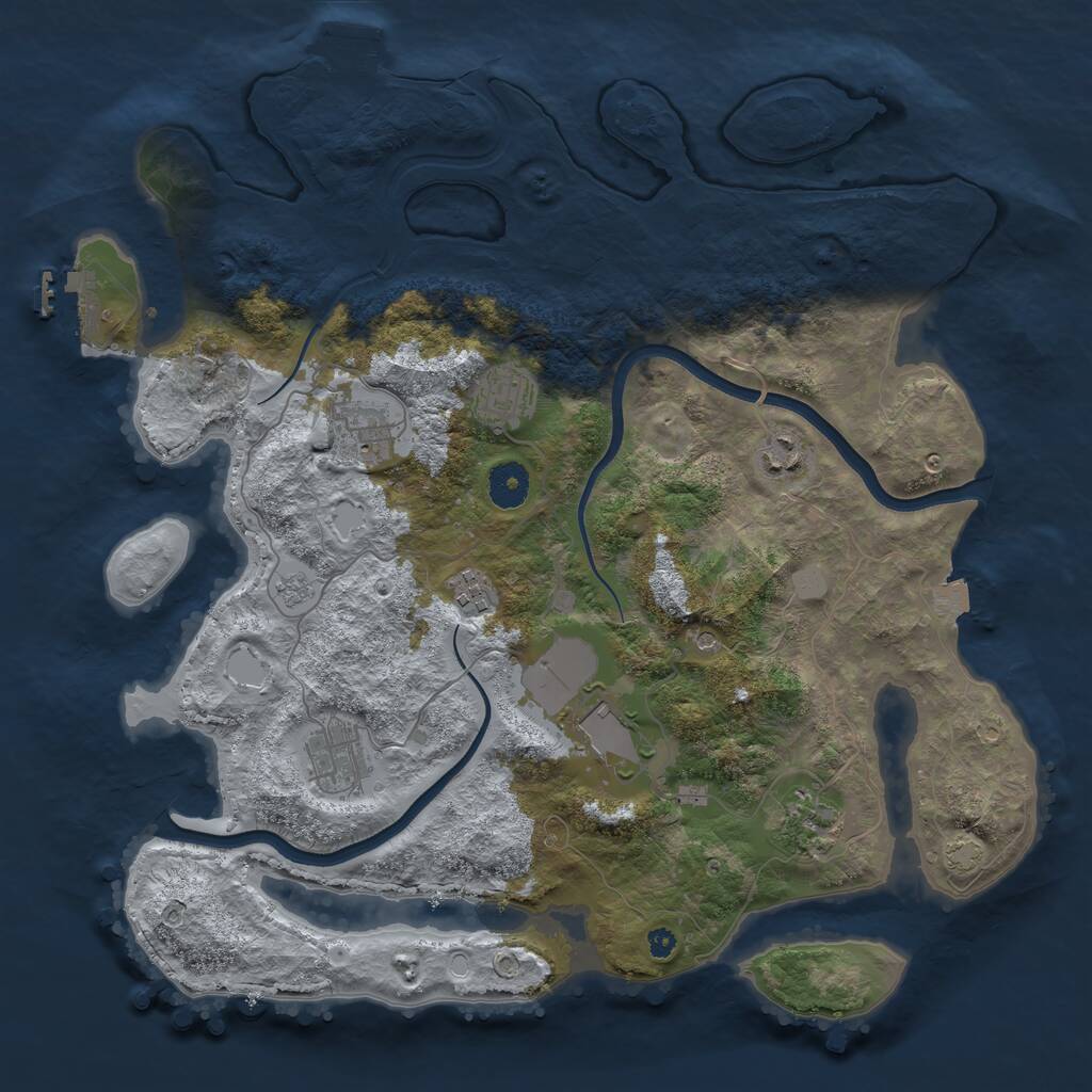 Rust Map: Procedural Map, Size: 3750, Seed: 3799392, 13 Monuments