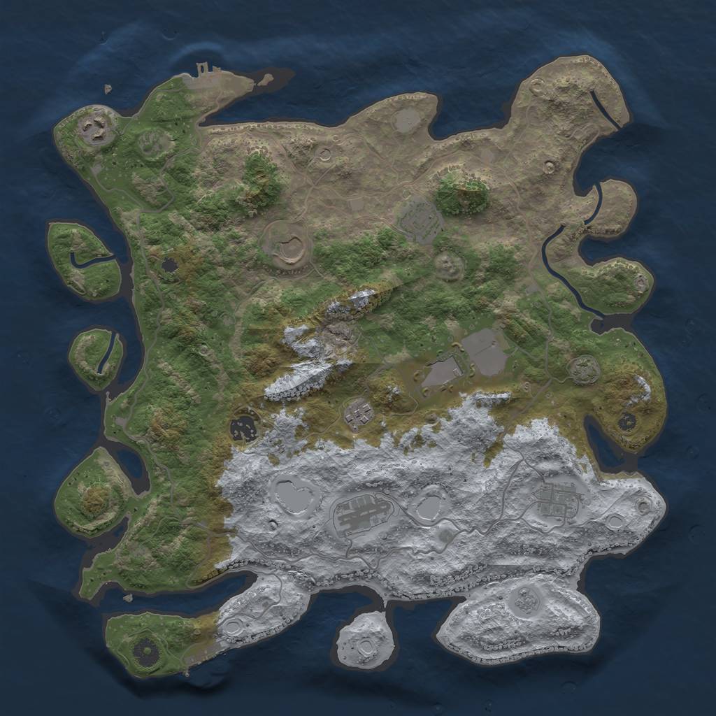 Rust Map: Procedural Map, Size: 4000, Seed: 2132377564, 16 Monuments