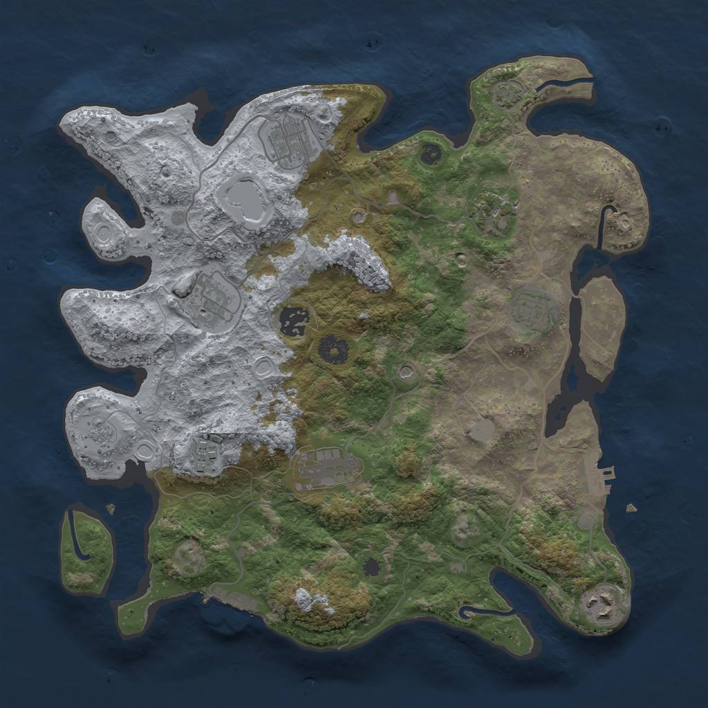 Rust Map: Procedural Map, Size: 3450, Seed: 42239153, 16 Monuments