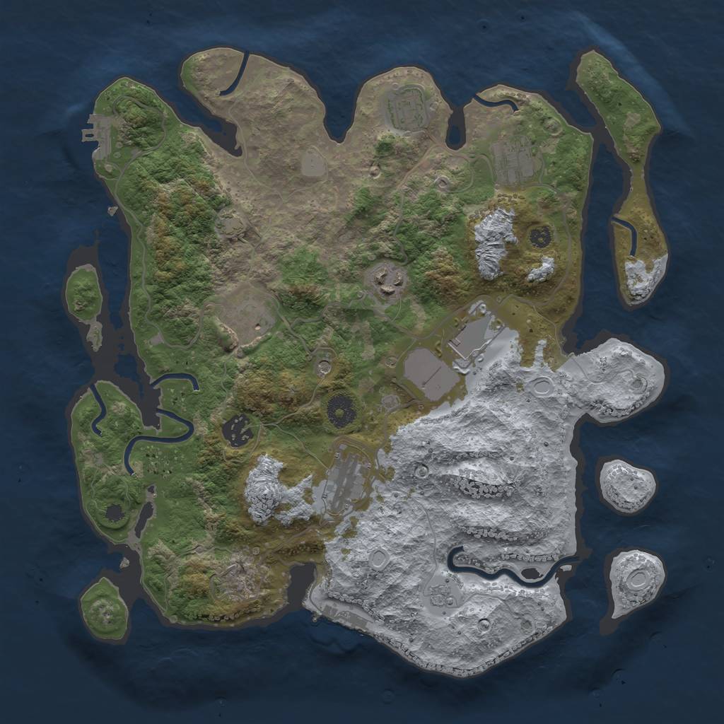 Rust Map: Procedural Map, Size: 3500, Seed: 751419, 15 Monuments