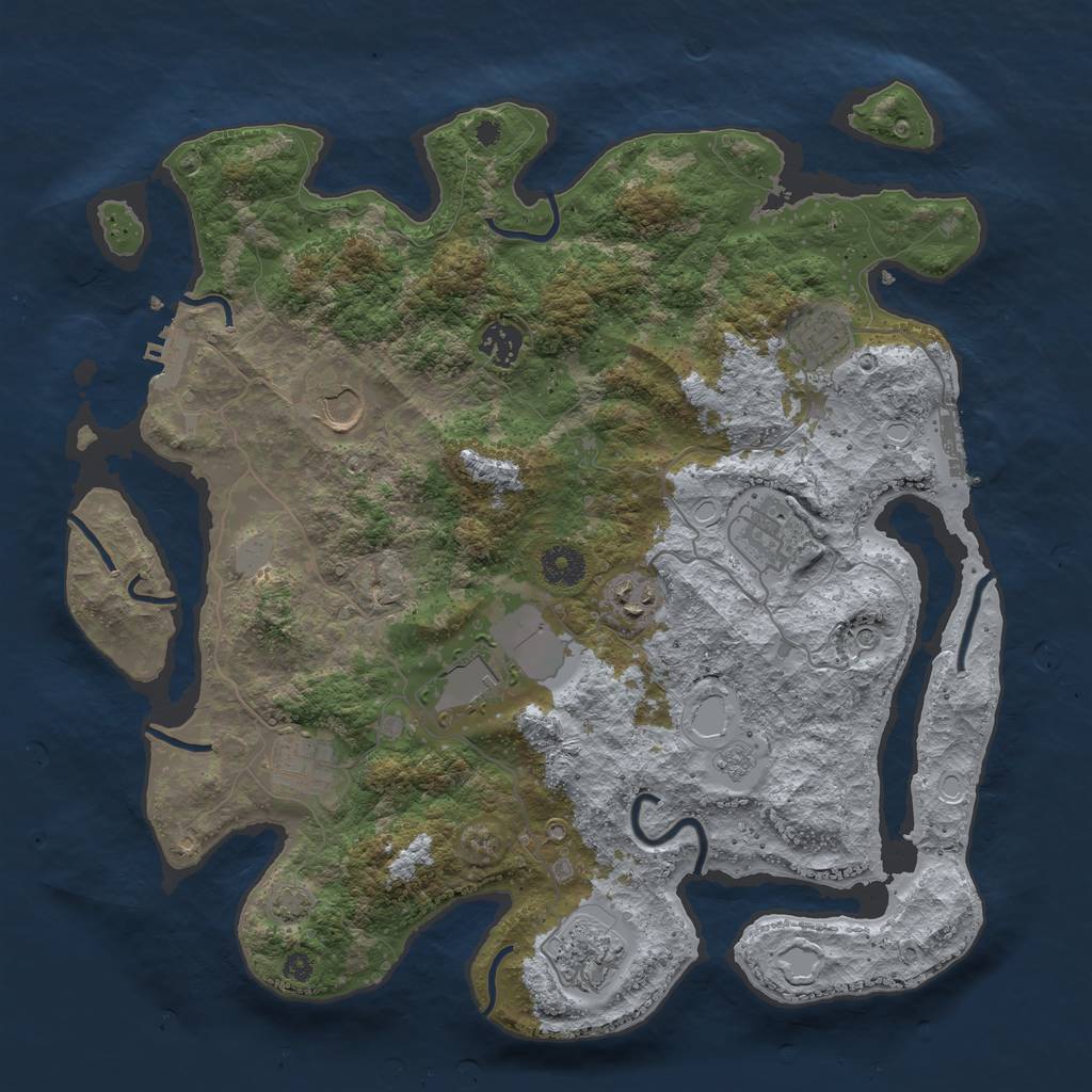 Rust Map: Procedural Map, Size: 3800, Seed: 56802767, 16 Monuments