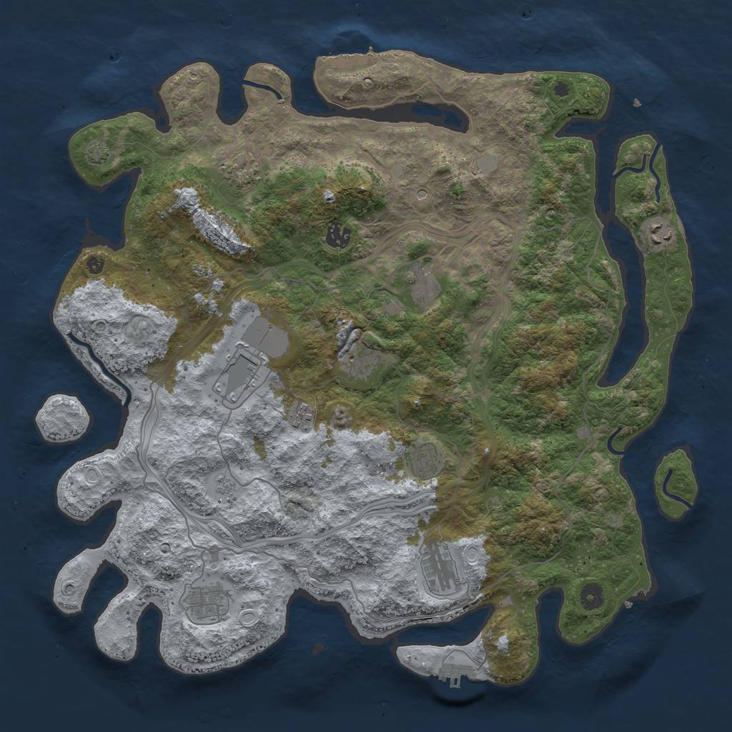 Rust Map: Procedural Map, Size: 4300, Seed: 44329263, 18 Monuments