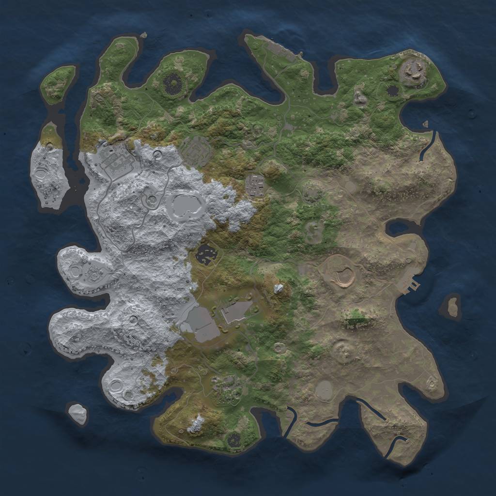 Rust Map: Procedural Map, Size: 3650, Seed: 60274753, 16 Monuments