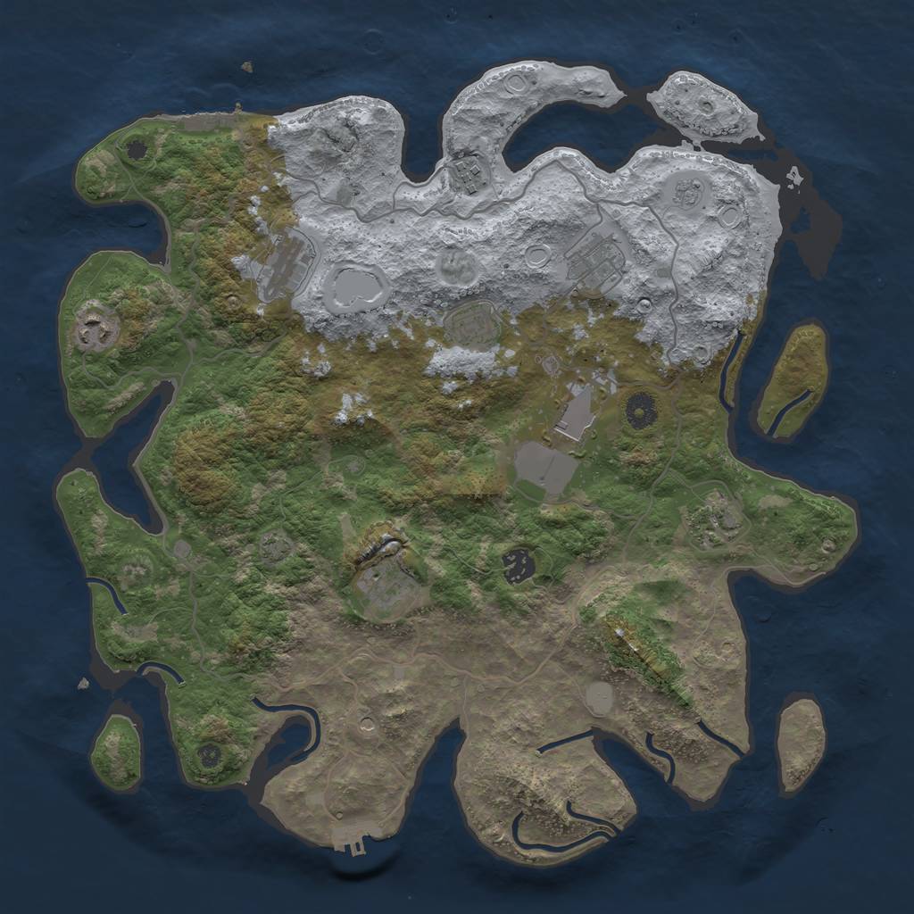 Rust Map: Procedural Map, Size: 4000, Seed: 67258683, 17 Monuments