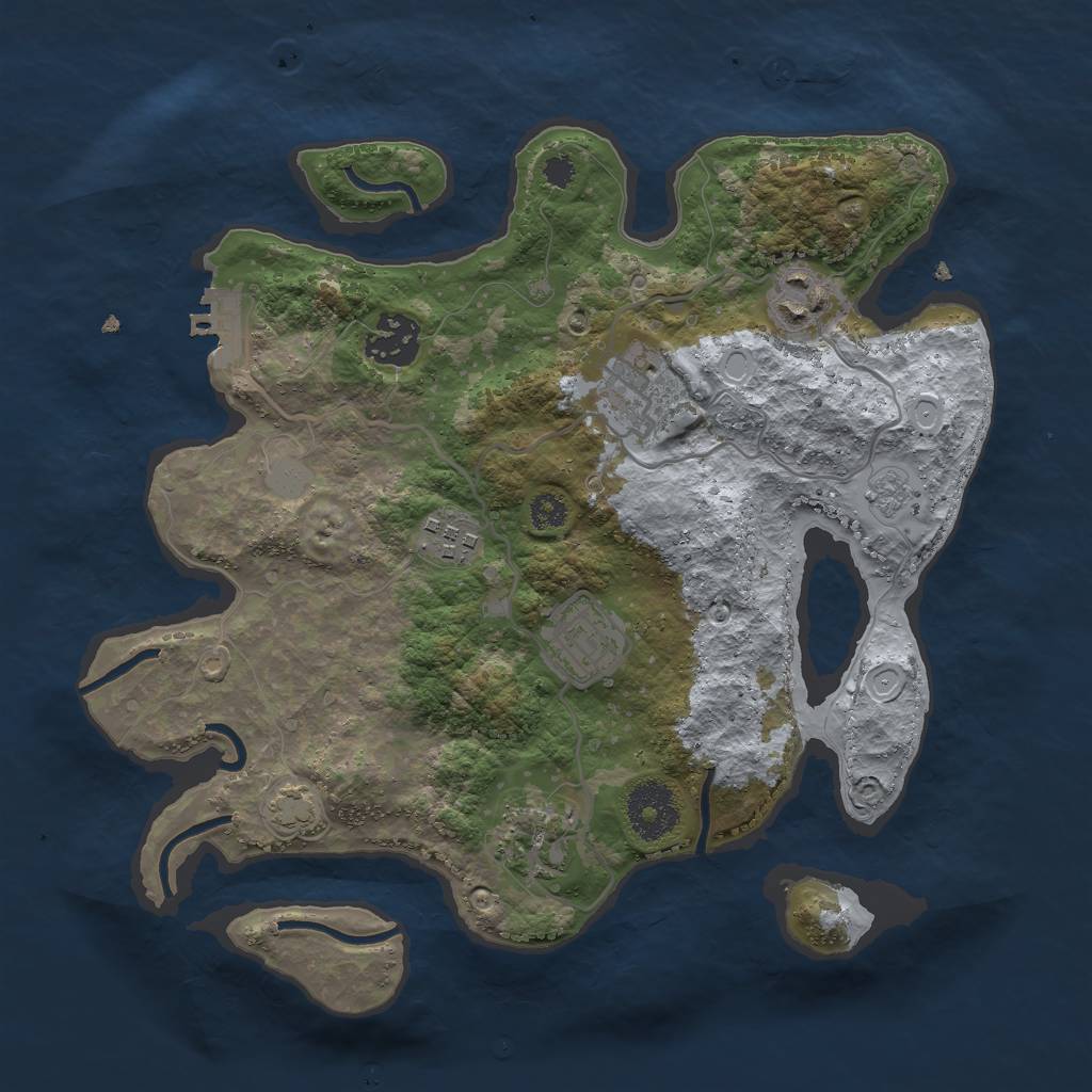 Rust Map: Procedural Map, Size: 3000, Seed: 940151071, 12 Monuments