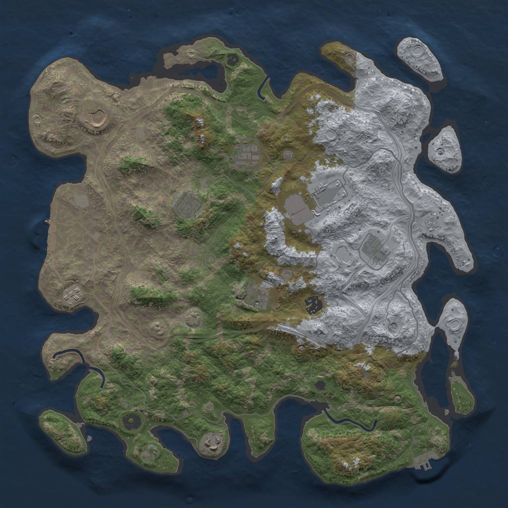 Rust Map: Procedural Map, Size: 4300, Seed: 52162915, 17 Monuments