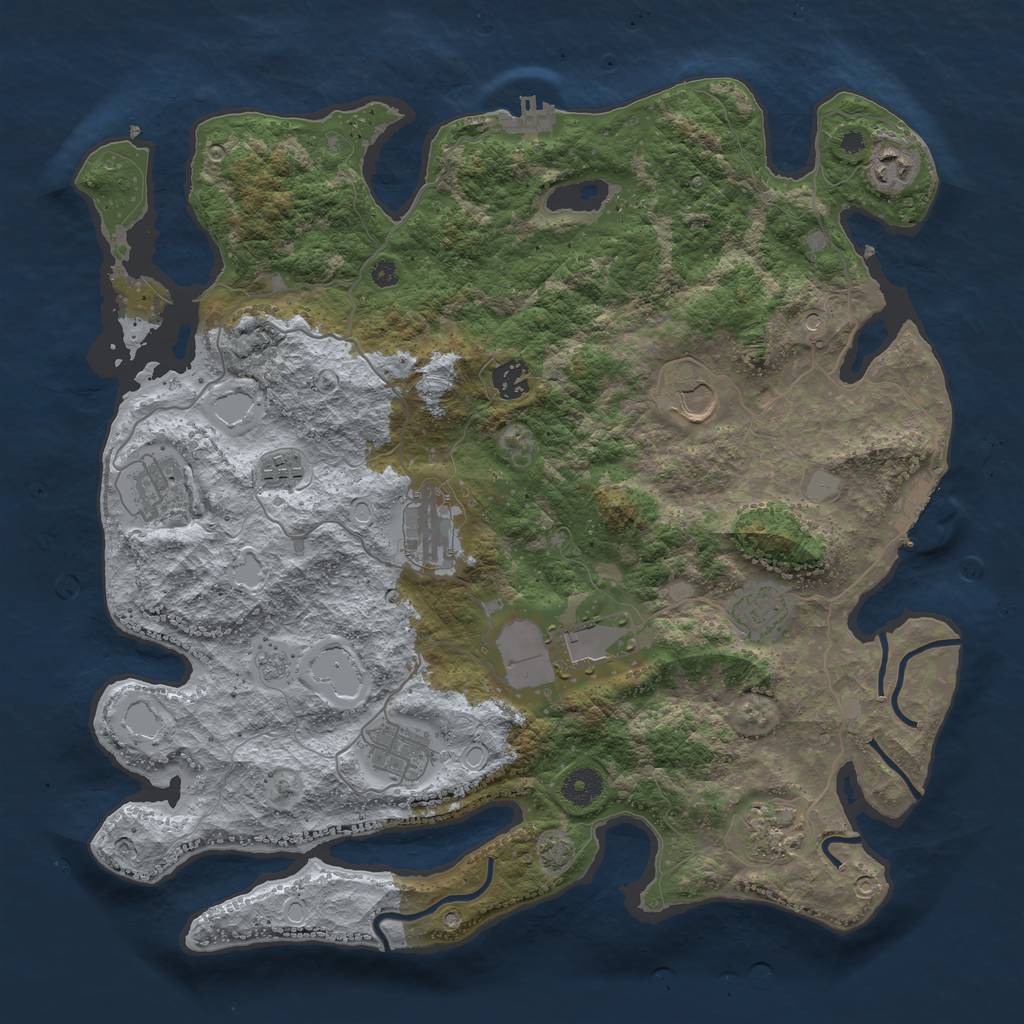 Rust Map: Procedural Map, Size: 3950, Seed: 81857738, 18 Monuments