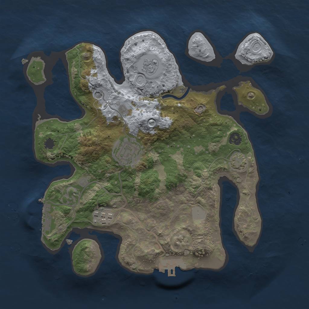 Rust Map: Procedural Map, Size: 2500, Seed: 543904119, 10 Monuments