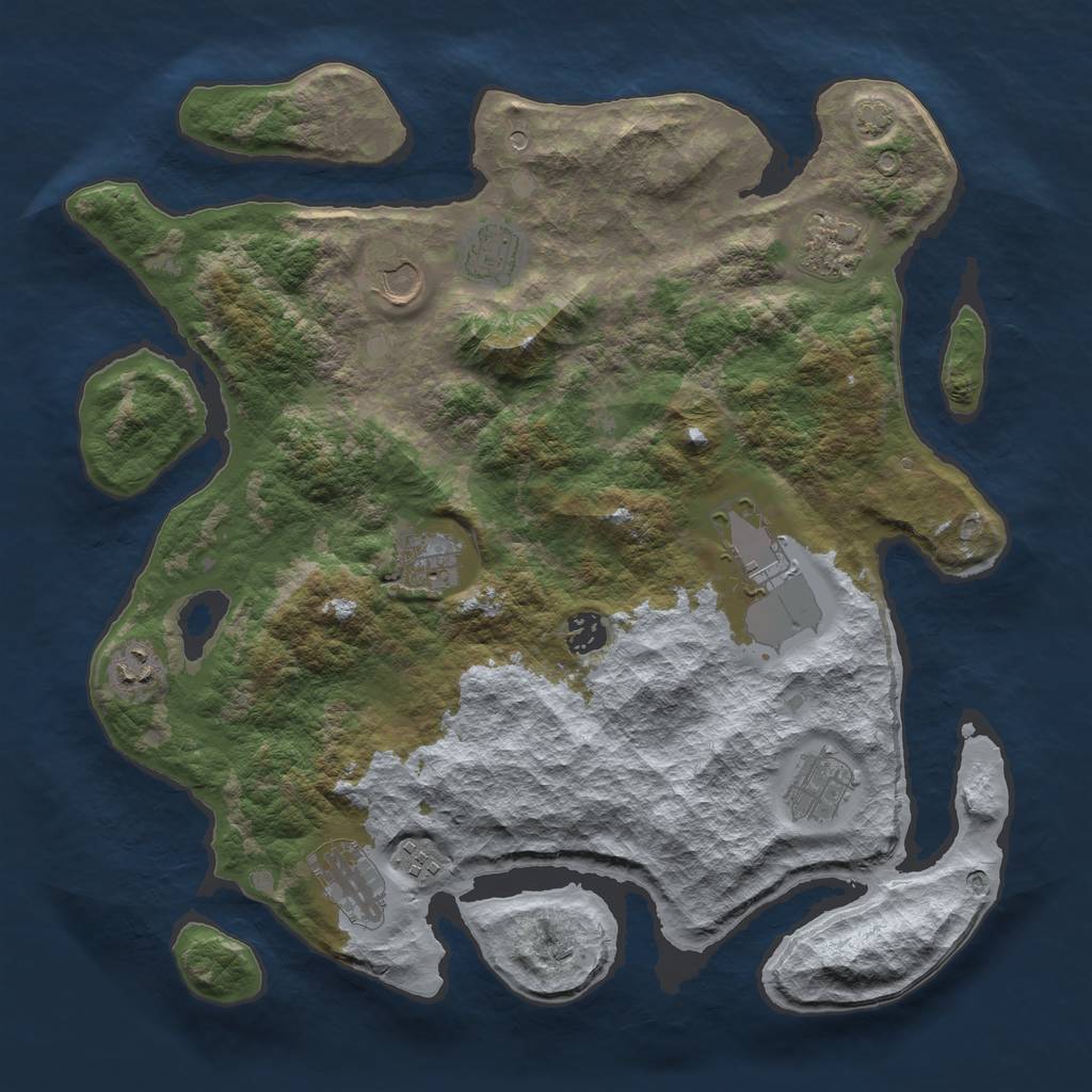 Rust Map: Barren, Size: 3850, Seed: 87107073, 14 Monuments