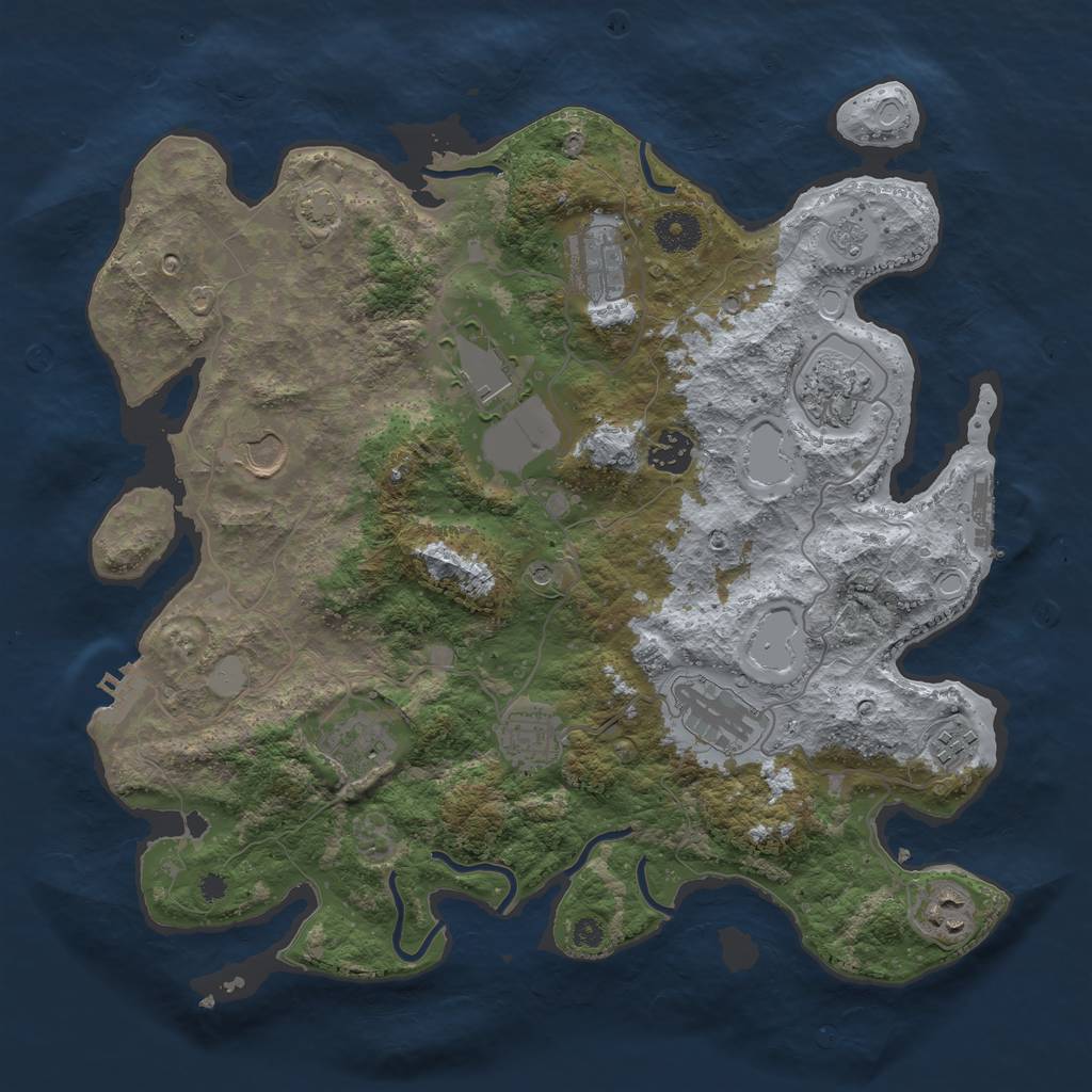 Rust Map: Procedural Map, Size: 3700, Seed: 1619111692, 18 Monuments