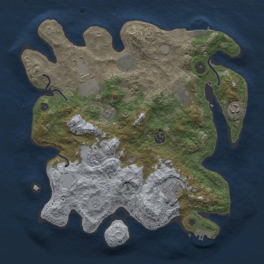 Rust Map: Procedural Map, Size: 3500, Seed: 1567666861, 16 Monuments