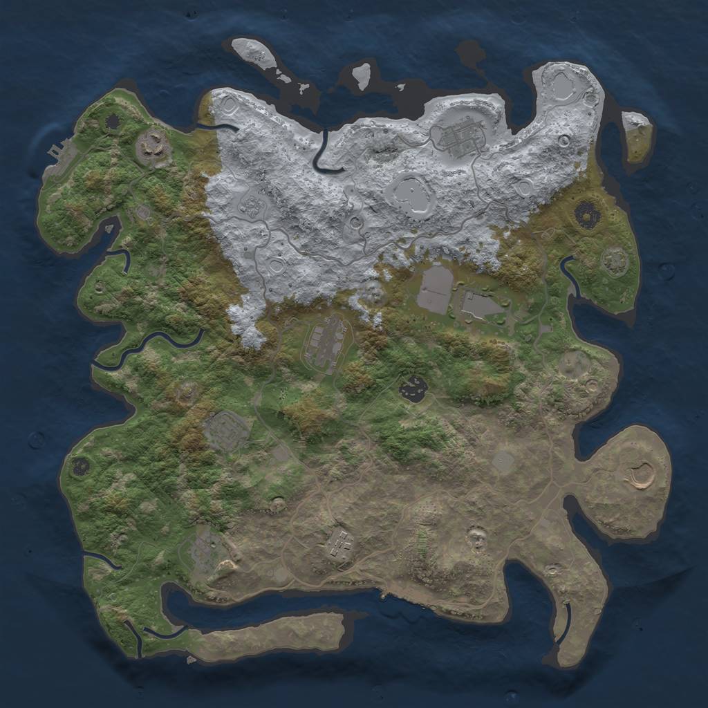 Rust Map: Procedural Map, Size: 4000, Seed: 87316, 17 Monuments