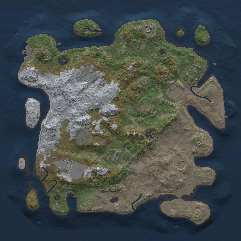Rust Map: Procedural Map, Size: 3750, Seed: 1372208560, 17 Monuments