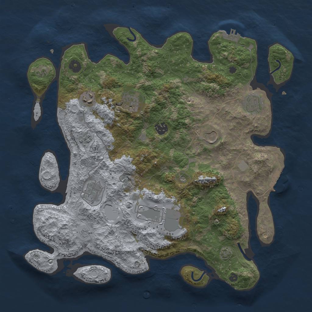 Rust Map: Procedural Map, Size: 3800, Seed: 85370520, 16 Monuments
