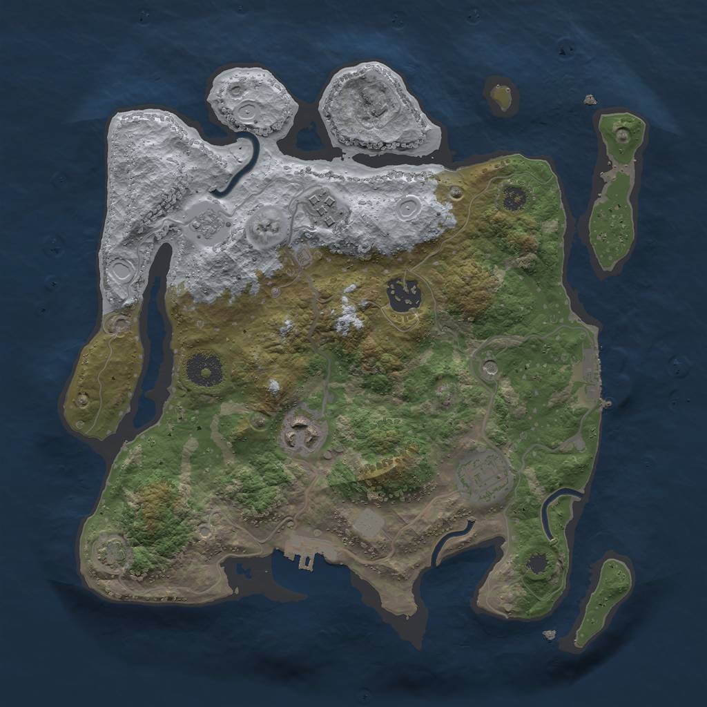 Rust Map: Procedural Map, Size: 3000, Seed: 10465, 12 Monuments