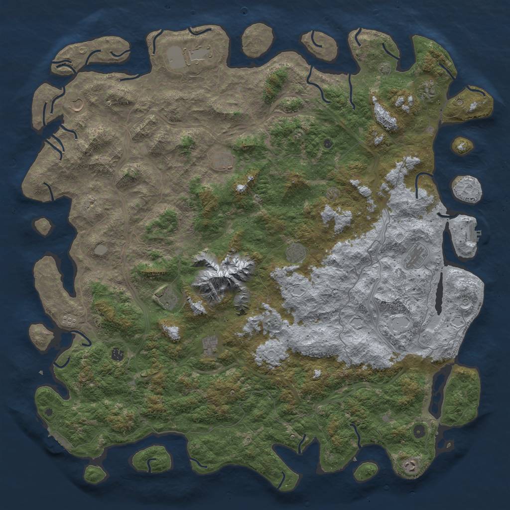 Rust Map: Procedural Map, Size: 6000, Seed: 662801109, 19 Monuments