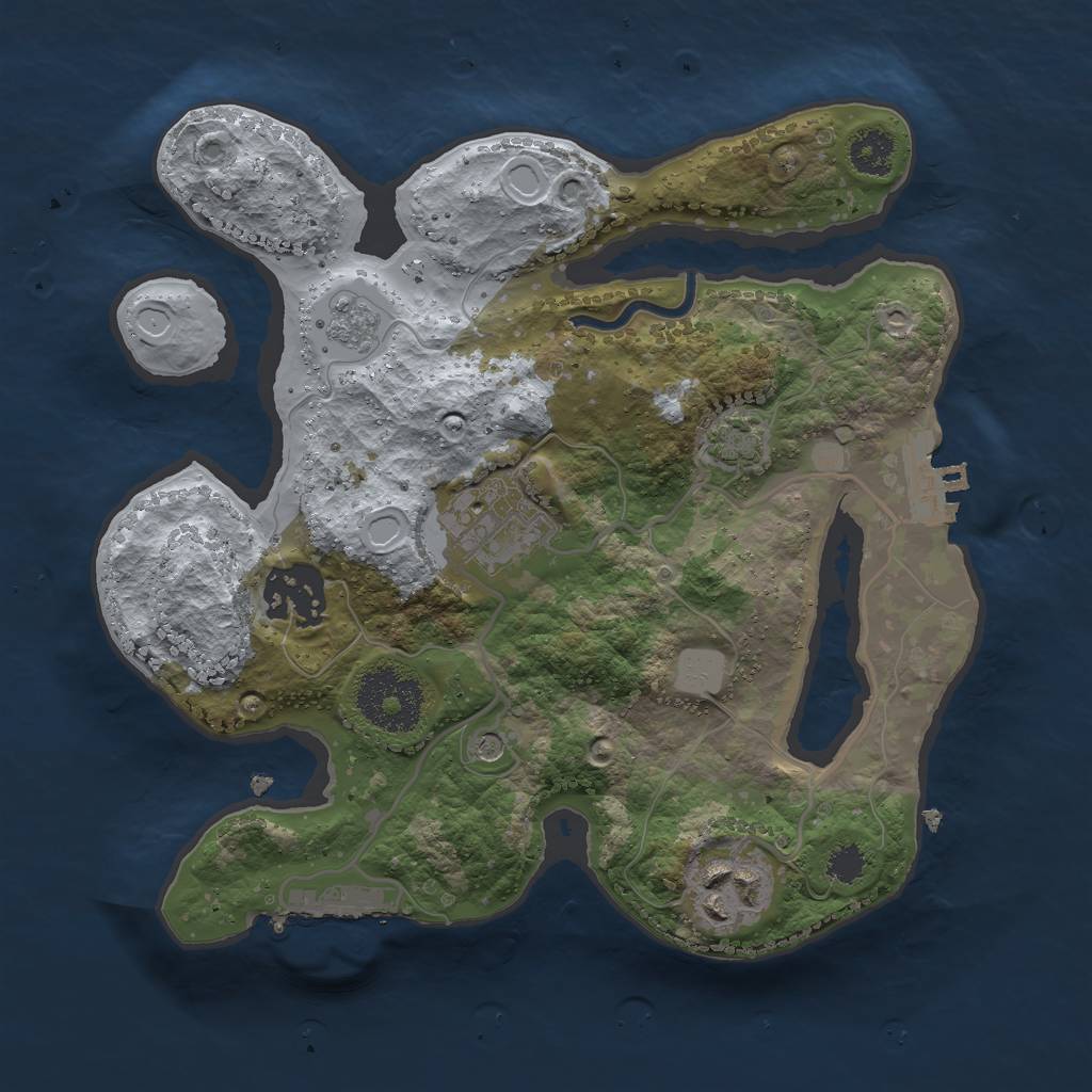 Rust Map: Procedural Map, Size: 2500, Seed: 345944843, 11 Monuments