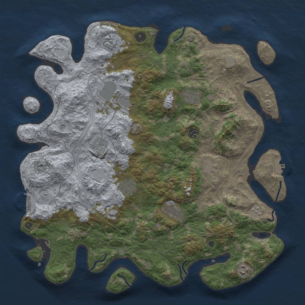 Rust Map: Procedural Map, Size: 4400, Seed: 31135858, 18 Monuments