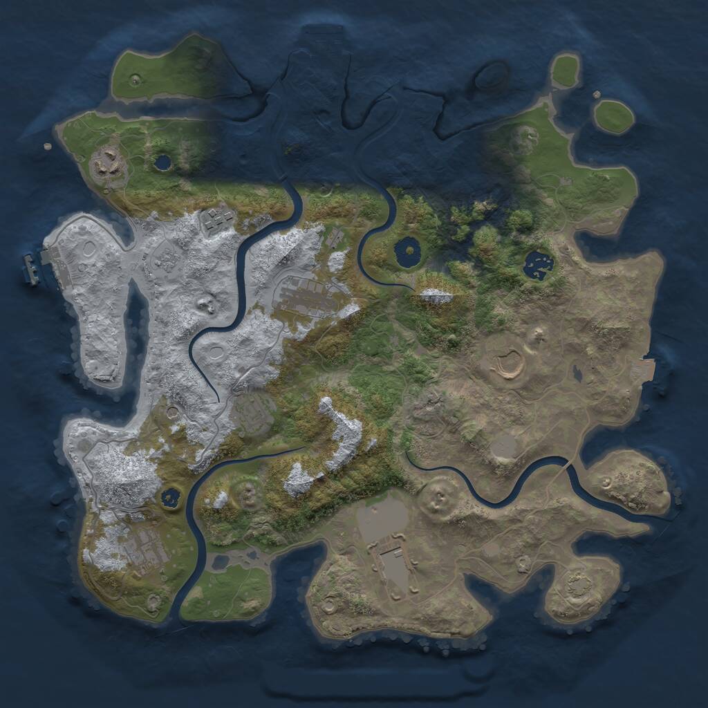 Rust Map: Procedural Map, Size: 3700, Seed: 91674866, 14 Monuments