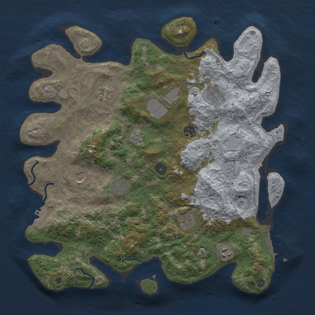 Rust Map: Procedural Map, Size: 4000, Seed: 11037, 17 Monuments