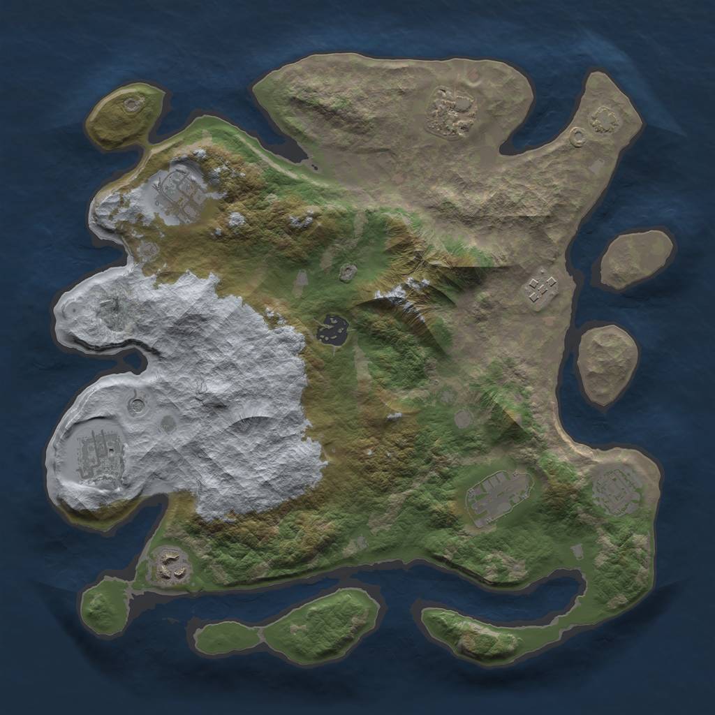 Rust Map: Barren, Size: 3400, Seed: 35029360, 12 Monuments