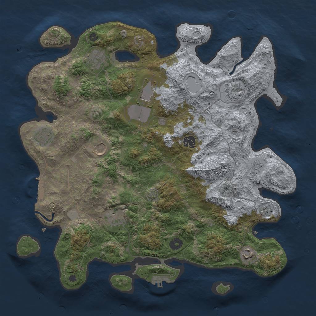 Rust Map: Procedural Map, Size: 3800, Seed: 63118021, 17 Monuments