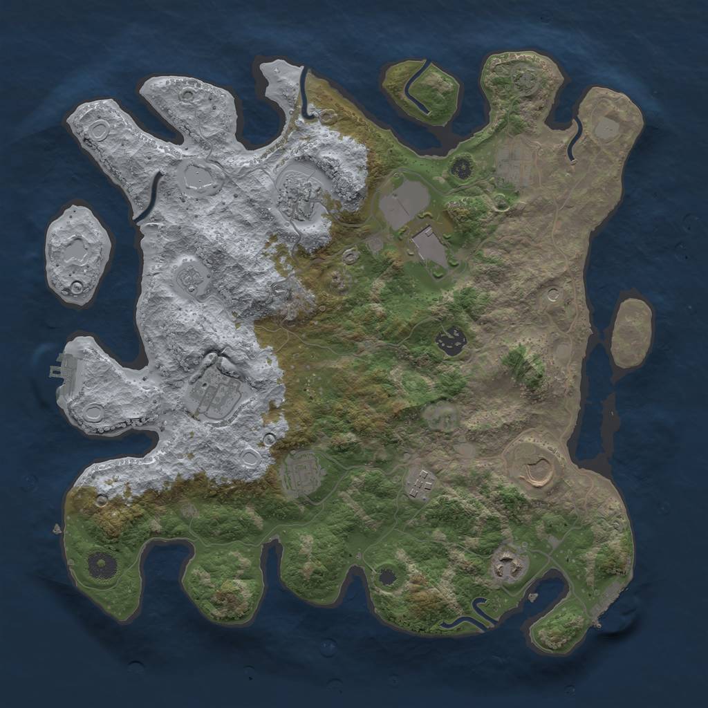 Rust Map: Procedural Map, Size: 3700, Seed: 27728854, 17 Monuments