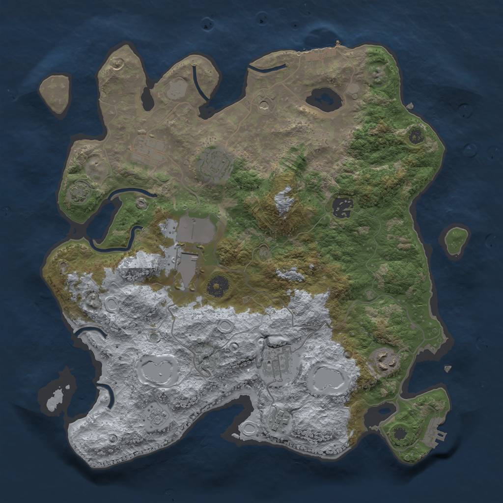Rust Map: Procedural Map, Size: 3500, Seed: 32035851, 15 Monuments