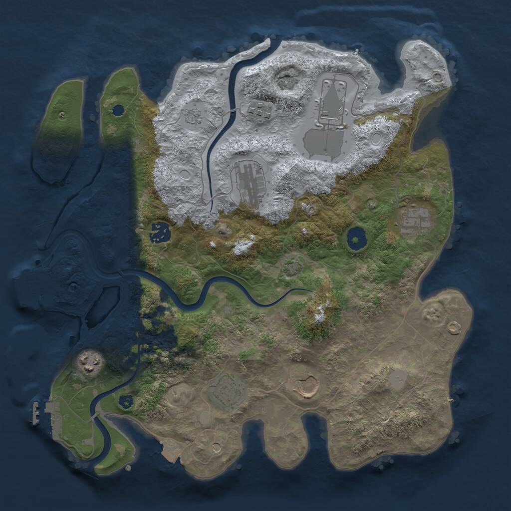 Rust Map: Procedural Map, Size: 3500, Seed: 1887652851, 14 Monuments