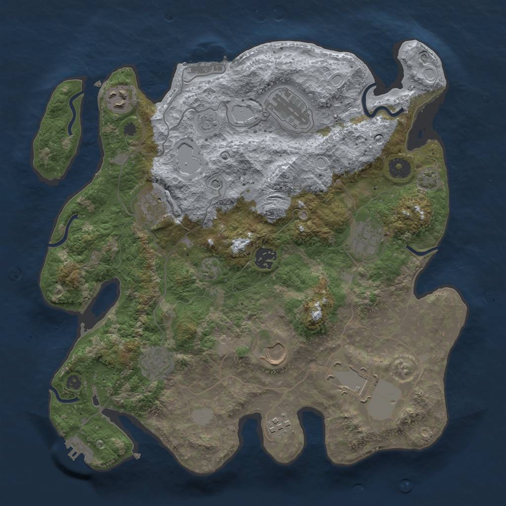 Rust Map: Procedural Map, Size: 3500, Seed: 1887652851, 17 Monuments