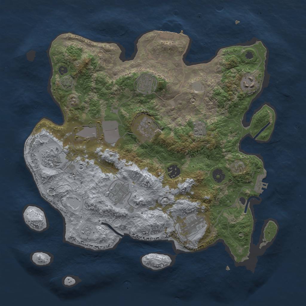 Rust Map: Procedural Map, Size: 3500, Seed: 586420, 16 Monuments