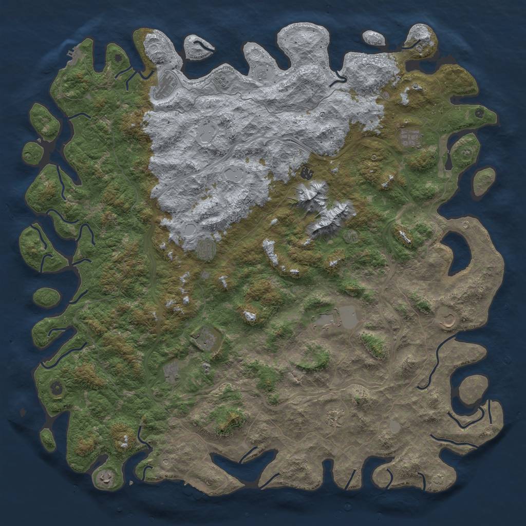Rust Map: Procedural Map, Size: 6000, Seed: 1439623093, 19 Monuments