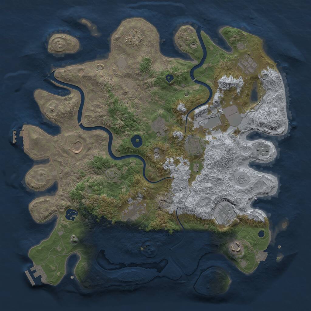 Rust Map: Procedural Map, Size: 3900, Seed: 20887905, 17 Monuments
