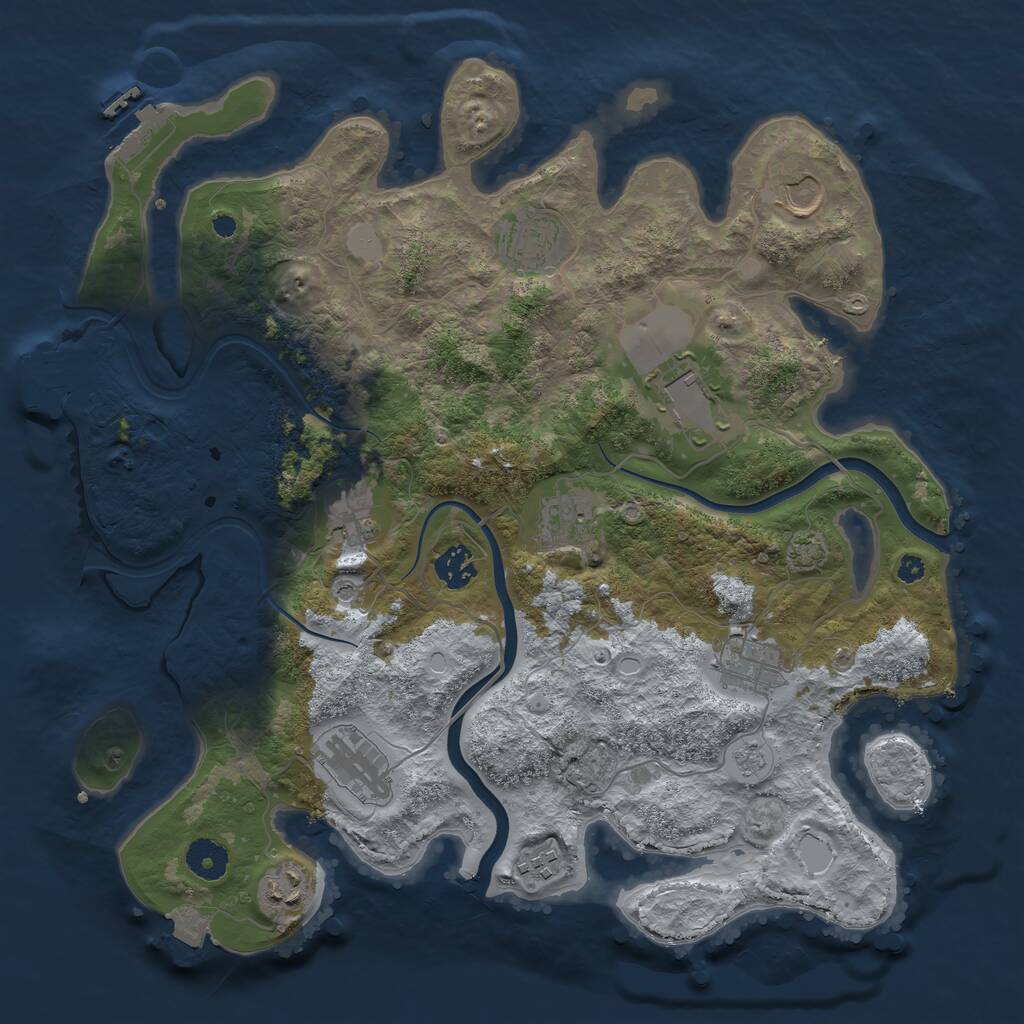 Rust Map: Procedural Map, Size: 3750, Seed: 544343470, 16 Monuments
