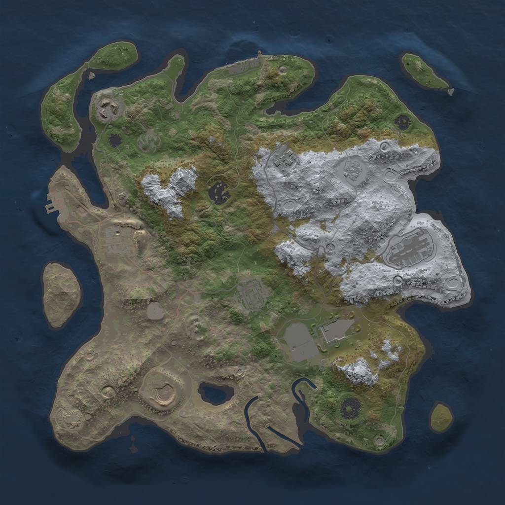 Rust Map: Procedural Map, Size: 3500, Seed: 2101673804, 16 Monuments