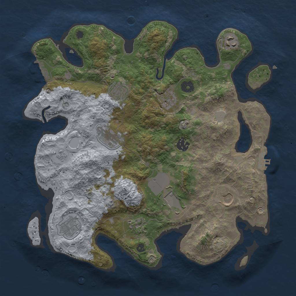 Rust Map: Procedural Map, Size: 3500, Seed: 1012934022, 17 Monuments