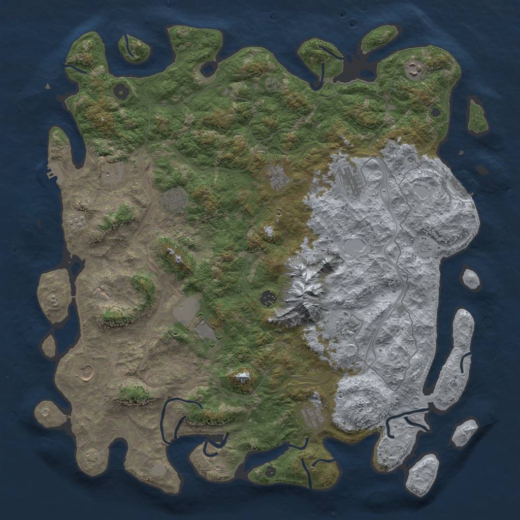 Rust Map: Procedural Map, Size: 5000, Seed: 1711792995, 19 Monuments