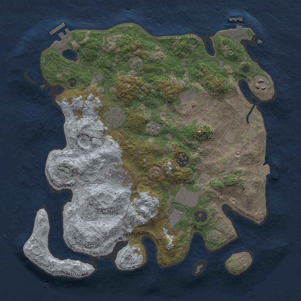 Rust Map: Procedural Map, Size: 3500, Seed: 1961438184, 13 Monuments