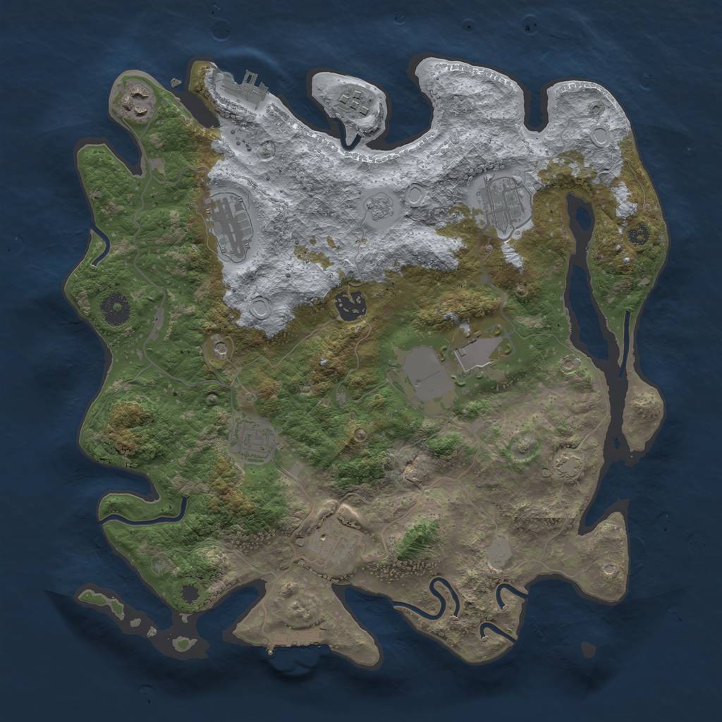 Rust Map: Procedural Map, Size: 3500, Seed: 1451042179, 16 Monuments