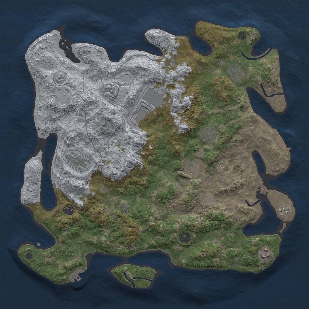 Rust Map: Procedural Map, Size: 4100, Seed: 98307722, 17 Monuments