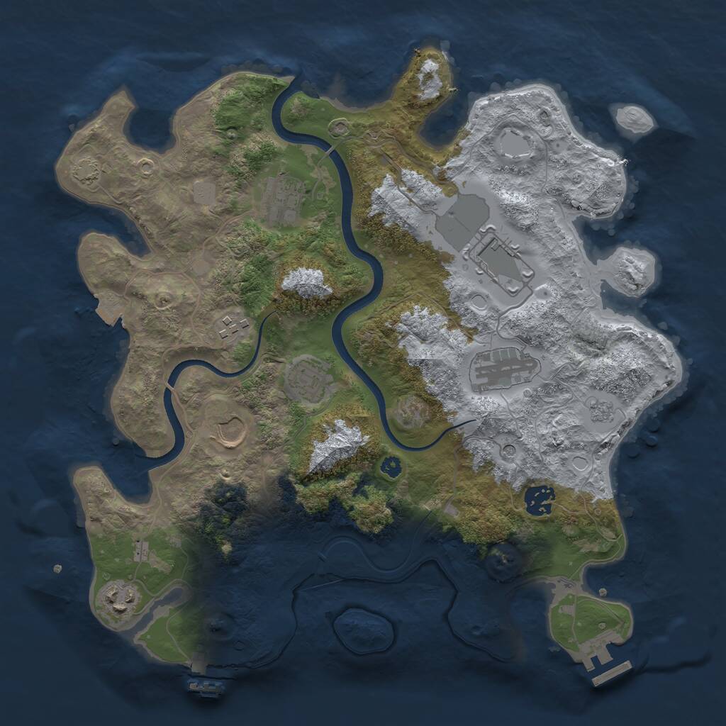 Rust Map: Procedural Map, Size: 3500, Seed: 968564271, 14 Monuments